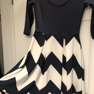Navy & white chevron dress NWOT
